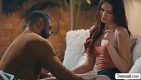 Brunette girl sucks my cock deepthroat for pleasure