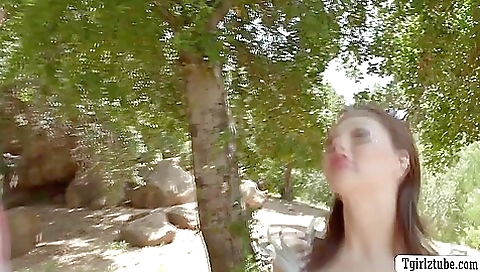 Bareback brunette milf sucks and gets fucked a couple of times