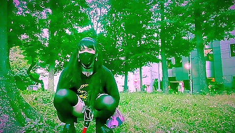 Transsexual amateur with a hot body shows her cunt in stockings