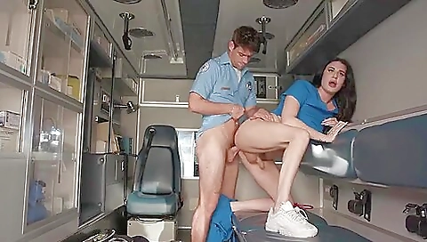 Nurse with a tattooed body gets a big cock and rides