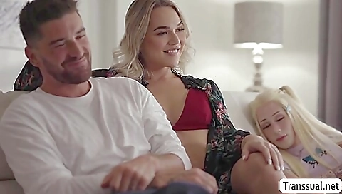 Chubby blonde gets her asshole fucked by her stepsister