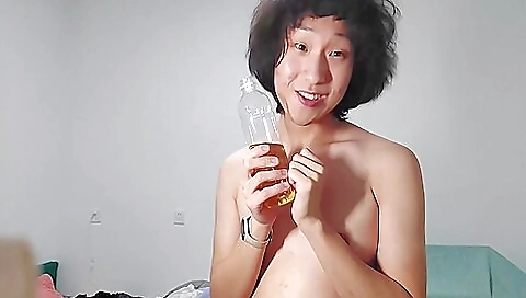 Asian with small body is getting footed in her ass